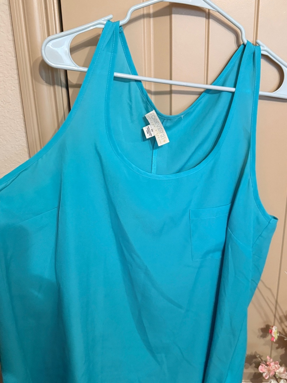 Forever 21 Bright Turquoise Scoop Neck Tank